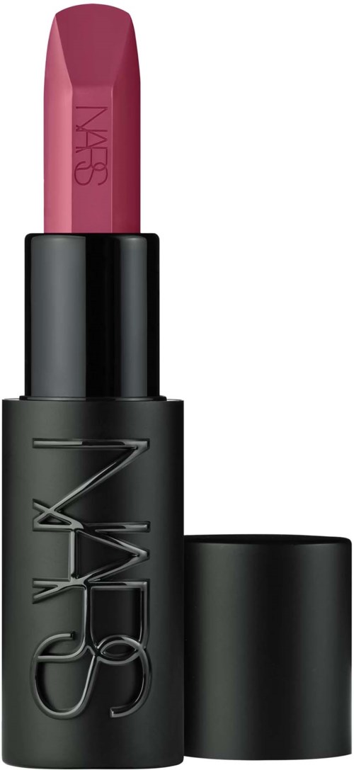 A pink lipstick in a black tube with the brand name 'NARS' on the cap.