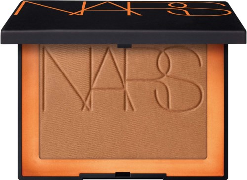 A NARS pressed powder makeup compact with the logo on the lid and the powder embossed with the NARS name.