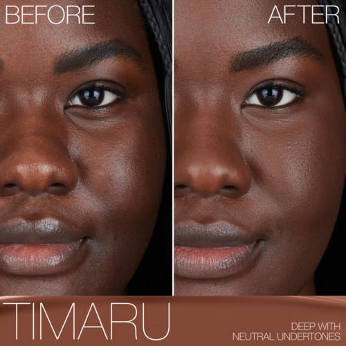 Before and after photos show skin improvement using Timaru skincare product.