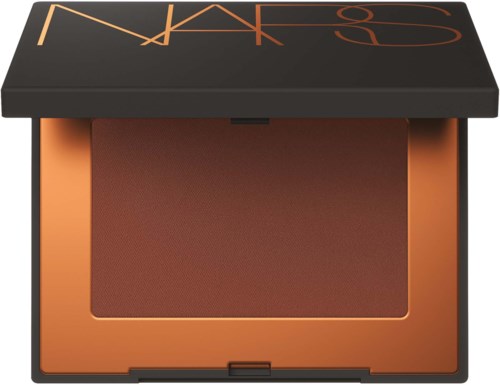 A NARS makeup palette with a black lid and a bronzed blush or powder inside.