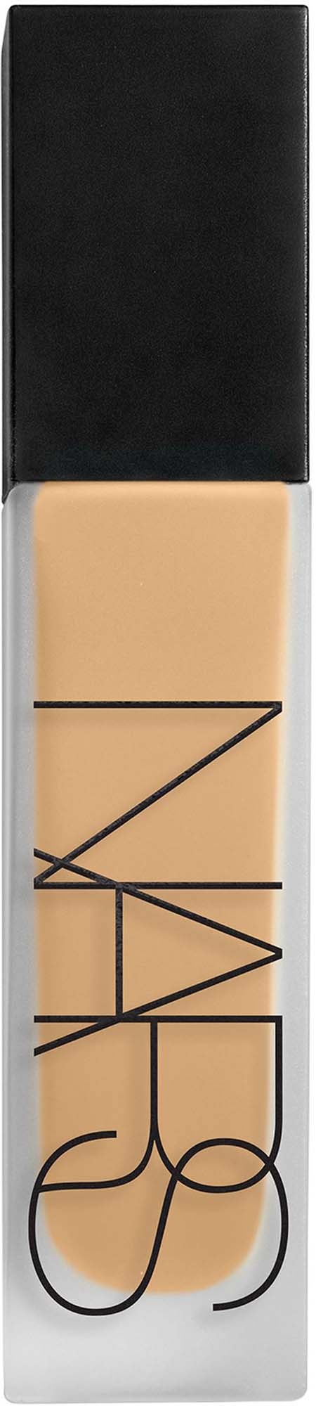 A foundation bottle with a black cap and NARS logo on the front.