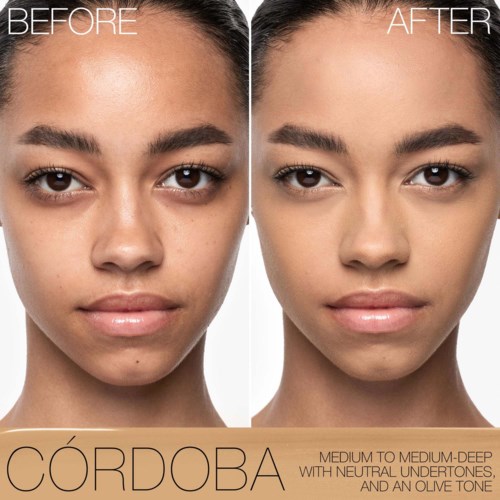 Comparison showing skin improvement after using Córdoba skincare product.