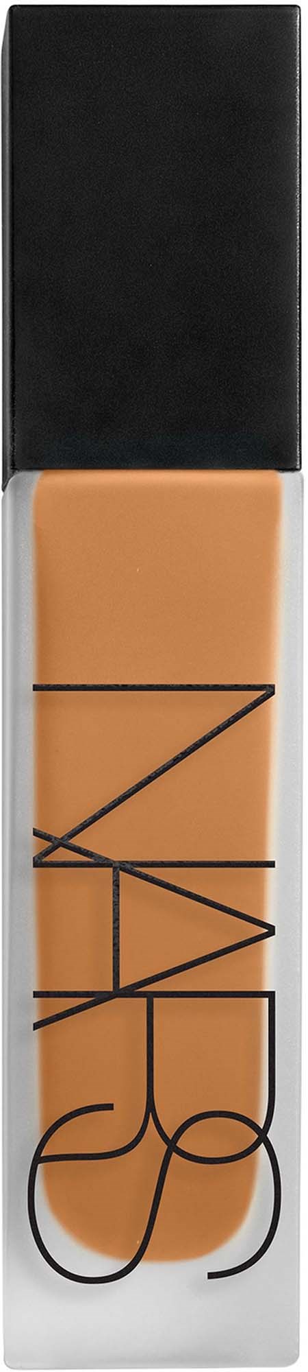 A NARS cosmetic product container with a black cap and beige liquid inside.
