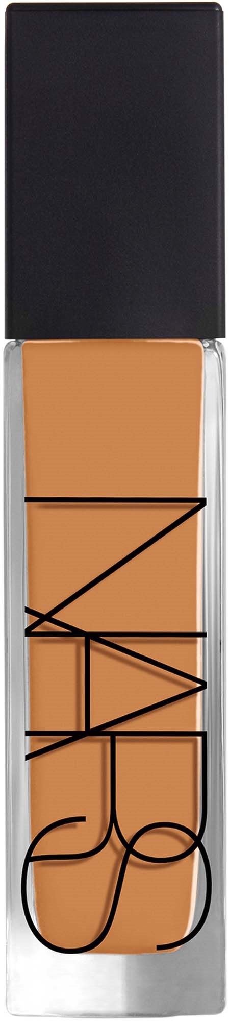 NARS liquid foundation in a clear bottle with a black cap and logo on the front.