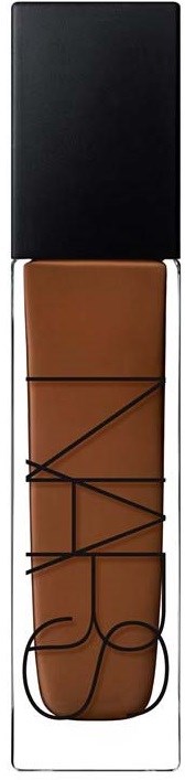 A lipstick tube with brown color and black design details on a transparent case.