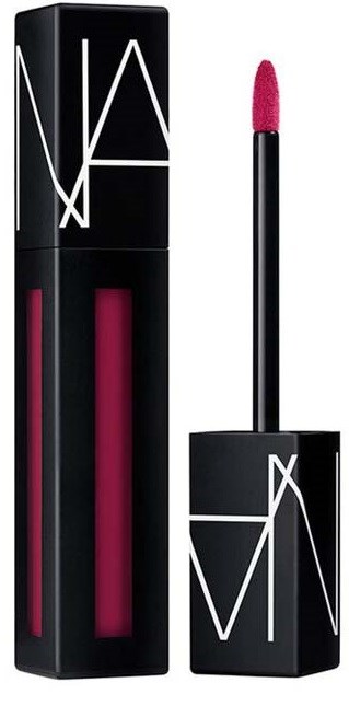 Läppglans i svart tube med rosa applikator, NARS-logga på förpackningen.