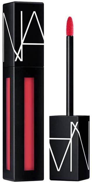 A black container with a pink lip gloss and a separate applicator stick with pink product.