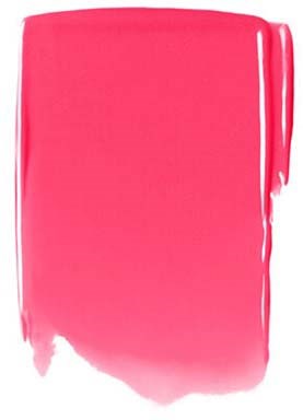 A large pink swatch of paint, mostly smooth with some uneven edges and drips on the right side.