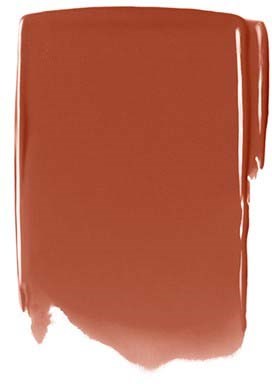 A brownish-orange paint swatch with uneven edges and a glossy finish.