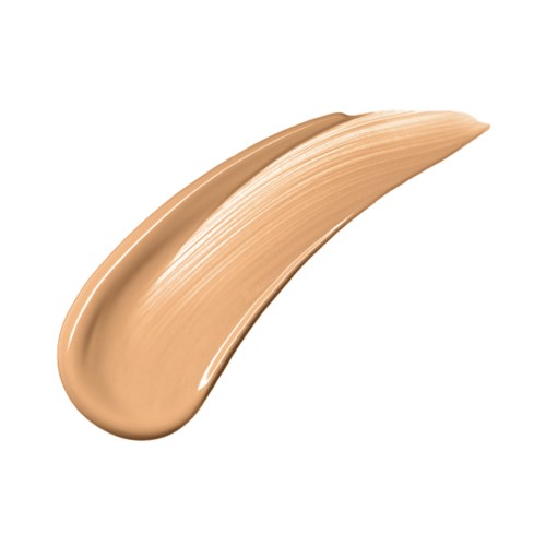 A beige-colored liquid swatch, smooth and curve-shaped, likely makeup or foundation.