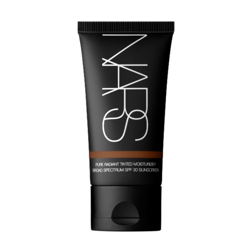 A black tube of NARS tinted moisturizer, labeled with product details and SPF 30.