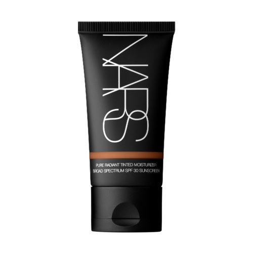 A black tube of NARS tinted moisturizer with light brown label, SPF 30, and product description.