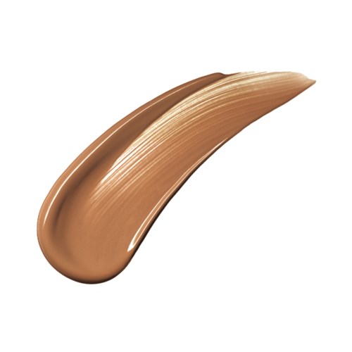 A smear of brown makeup or foundation with a shiny, smooth texture.