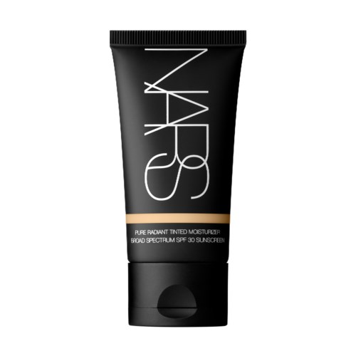 A black tube of NARS tinted moisturizer with sun protection, labeled as broad spectrum SPF 30.