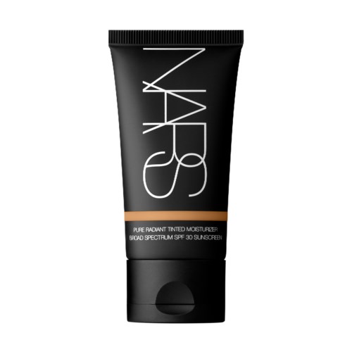 A black tube of NARS tinted moisturizer with SPF 30. The brand name is written vertically.