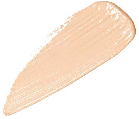A beige-colored makeup foundation smear with a smooth texture and slight sheen.