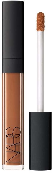 Lip gloss in a tube with an applicator brush, black cap, and beige-brown color.