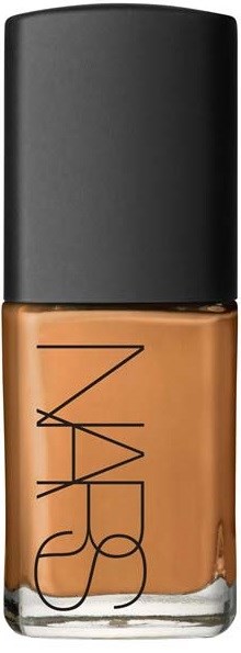 NARS foundation bottle with a black cap and beige liquid inside.