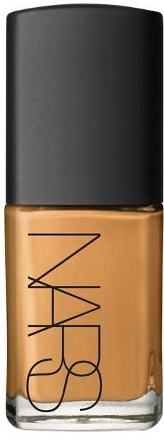 NARS foundation bottle with black cap, light brown liquid inside.