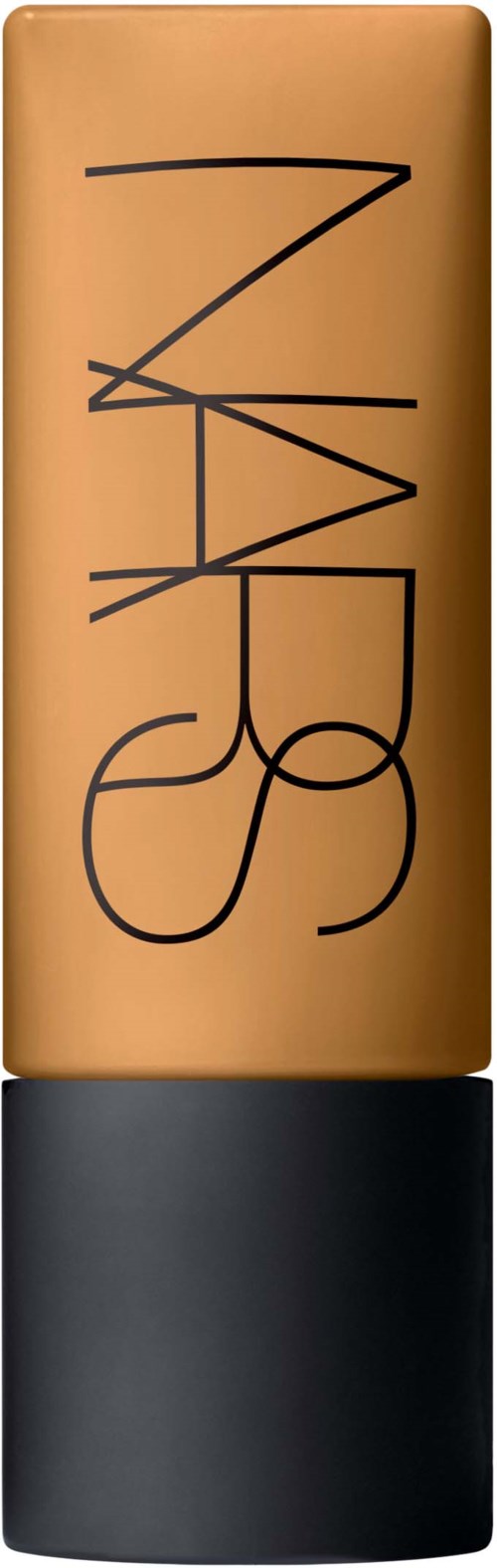 A lipstick with a beige top and black base, featuring a black logo on the top.