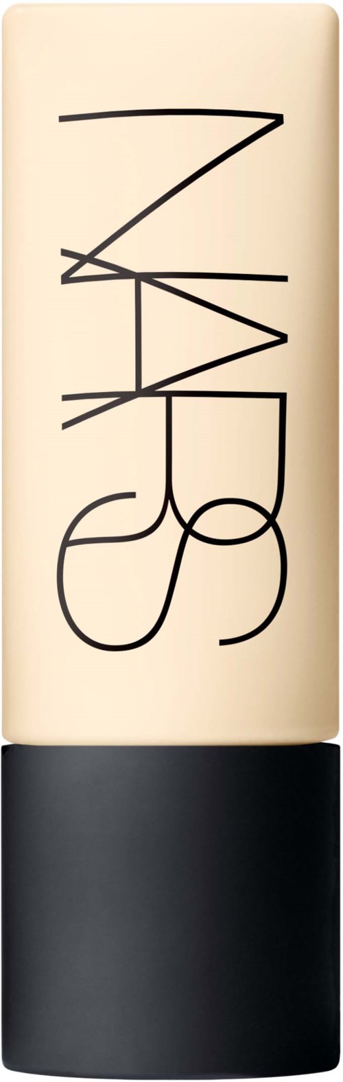 A beige lipstick tube with black writing and a black base.