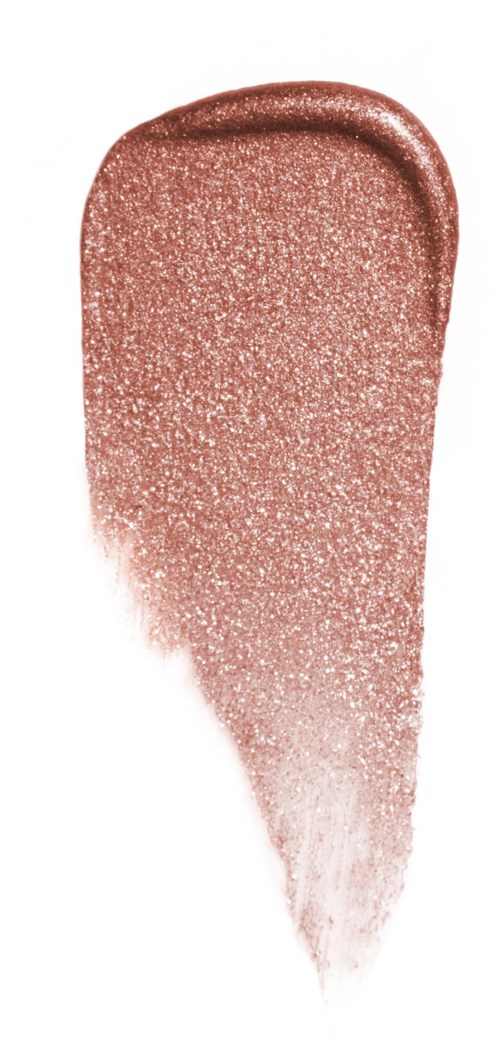 Rose gold eyeshadow swatch with shimmer fading into white.