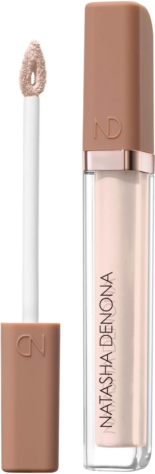 NATASHA DENONA Lipgloss-Röhre mit Applikator seitlich, in Beige und Klar.