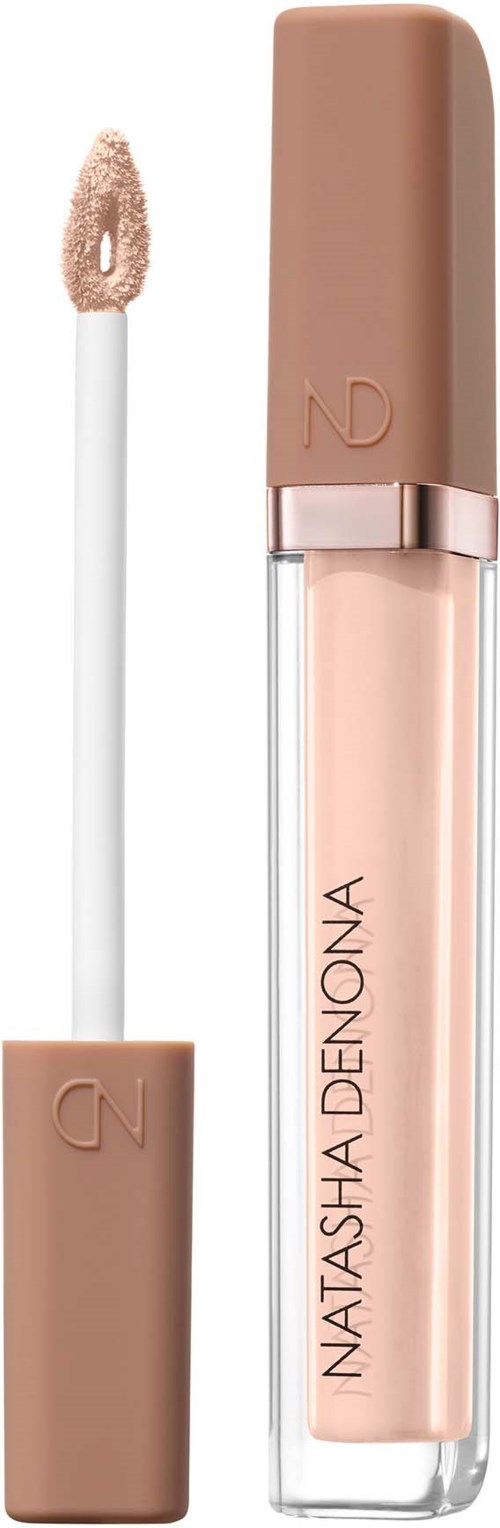 Lippenpflegestift mit beigefarbenem Deckel und rosa Lipgloss im Inneren. Lipgloss-Applikator sichtbar mit Gloss.