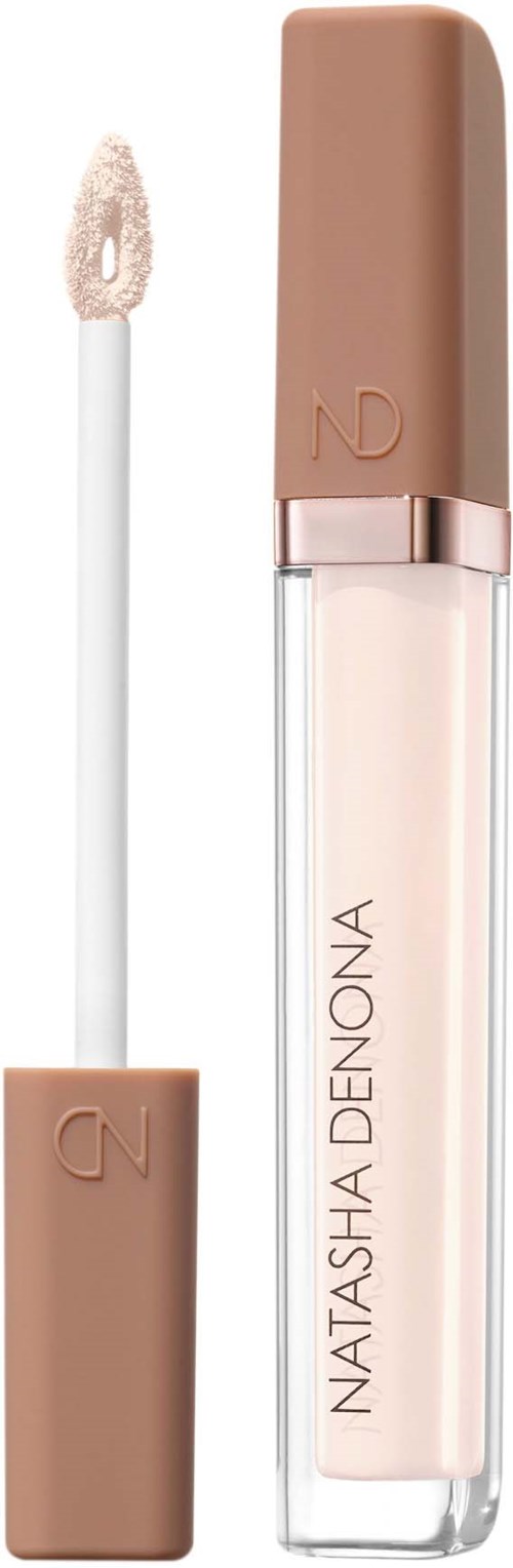 Lipgloss mit rosafarbenem Deckel und klarem Röhrchen mit der Aufschrift Natasha Denona, mit separiertem Applikator.