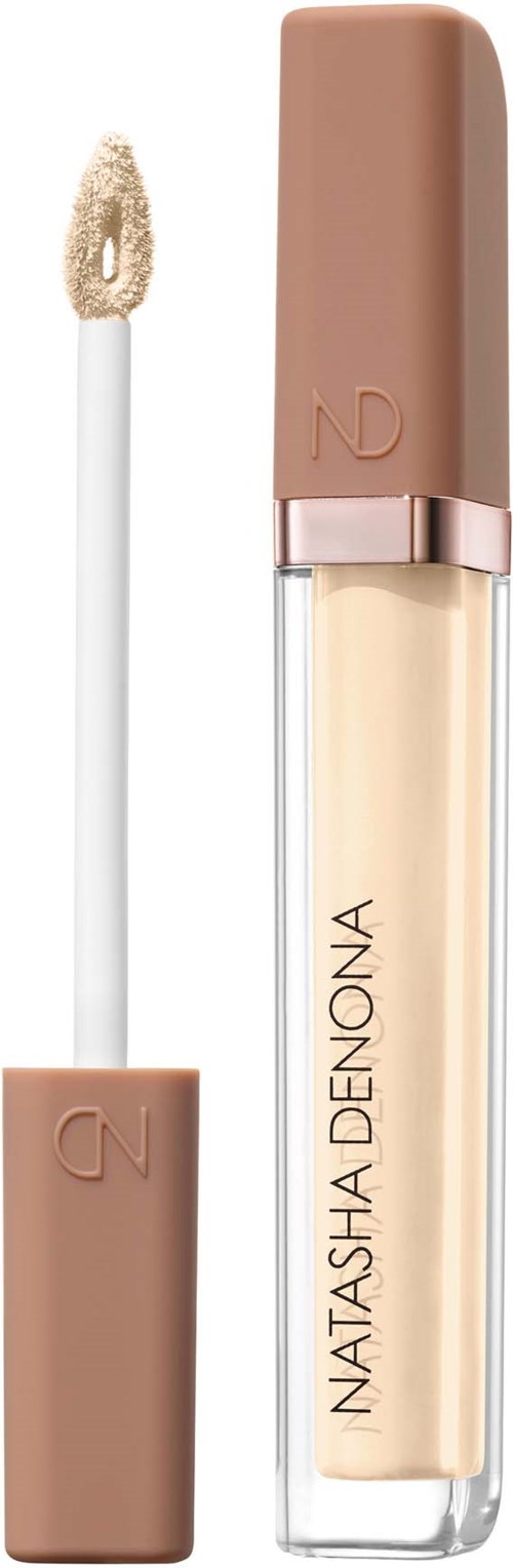 Lippen Gloss mit beigem Deckel und weißem Applikatorspieß, gekennzeichnet Natasha Denona.