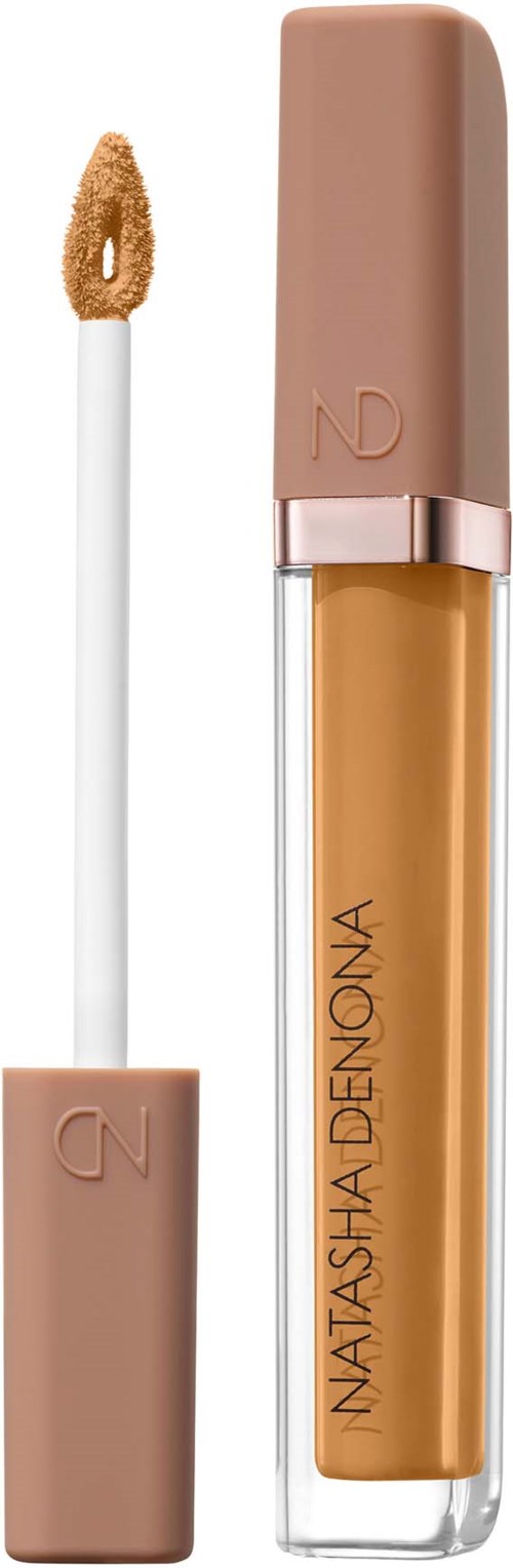 Lippenstiftflasche mit Applikator, beiger Deckel und flüssige Nuance im Inneren. Das Produkt ist von Natasha Denona.