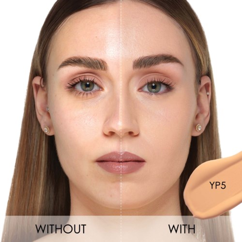 Das Bild zeigt das Gesicht einer Frau, das in zwei Hälften geteilt ist, eine mit Make-up und die andere ohne.