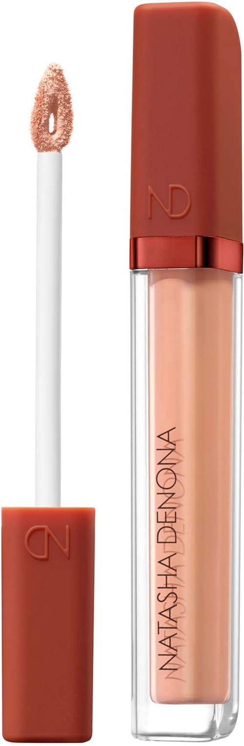 Lippen Gloss mit rotem Deckel und weißem Applikatorstab, beschriftet mit NWHO und einem Markennamen.