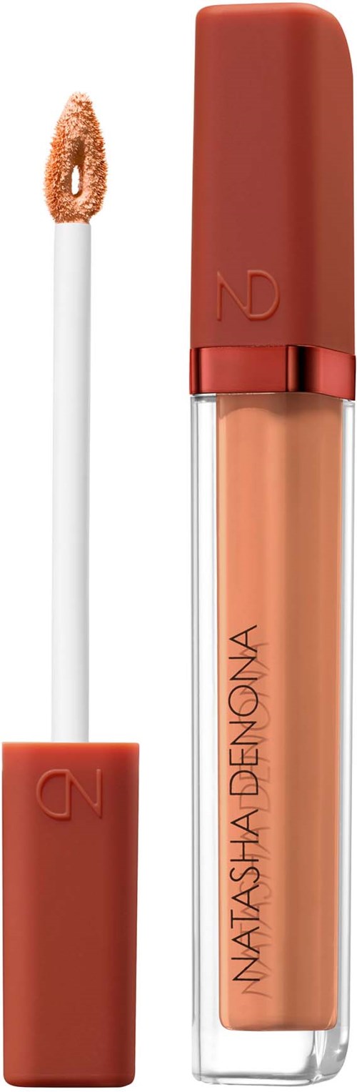 Ein Lipgloss mit Applikator und Deckel, beschriftet mit Natasha Denona.