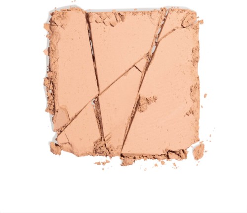 Zerbrochene beige Puder mit Linien und Rissen. Sieht aus wie Make-up oder Gesichtspuder. Einige Teile sind zerbrochen.