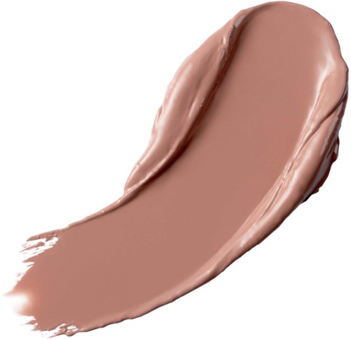 Kremaktig beige prøvemaling av Foundation eller concealer på hvit bakgrunn.
