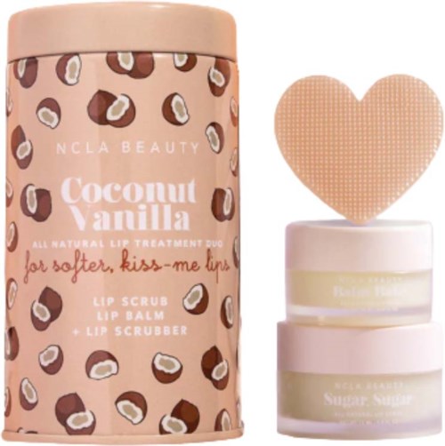 Ein Lippenpeeling- und Balsam-Set mit Pandaherz, Kokos-Vanille-Geschmack und niedlichem packaging.
