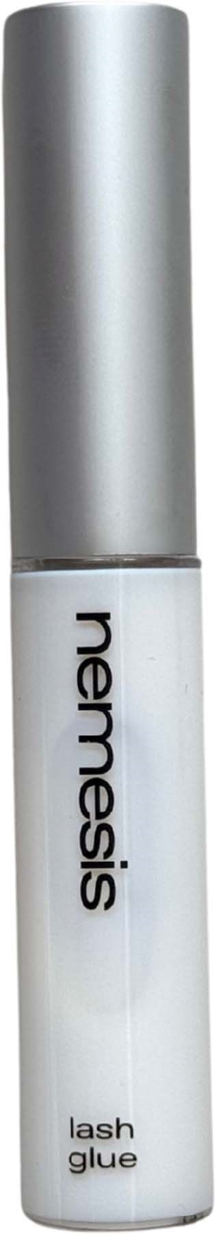 A white tube with a silver cap labeled "harness lash glue" on a black background.
