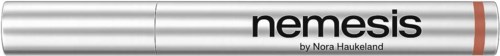 A silver marker with black and red details, labeled "nemesis" and "by Nora Haukeland."