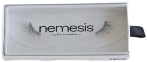 Box contains false eyelashes labeled 'Nemesis by Nora Huskland.'