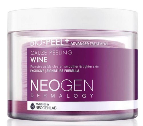 Een pot Neogen Dermalogy wine gauze peeling voor duidelijke, gladde, strakke huid met geavanceerde behandeling. Ontwikkeld door Neogenlab.