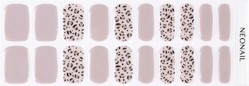 Nail stickers with pink and leopard patterns, arranged in two rows for decorative nails.