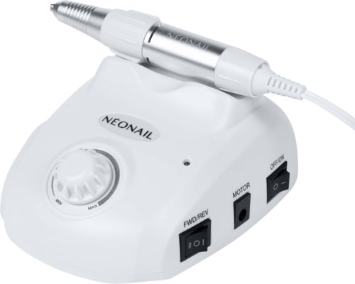 A device for nail care with a control dial, two switches, and a small tool on top, labeled 'NEONAIL'.