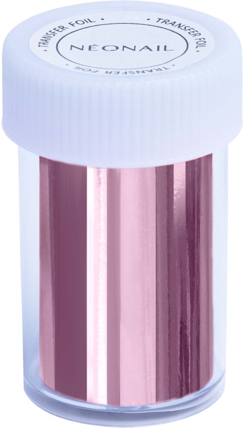 Small container with pink and metallic stripes, a white lid with text, possibly nail foil or decoration.
