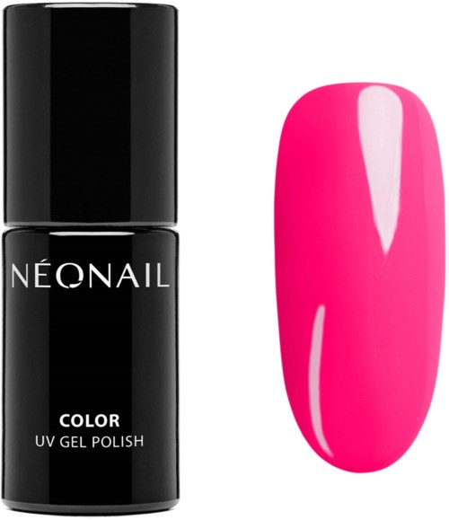 Svart nagellackflaska bredvid ett ljust rosa målat nagel.