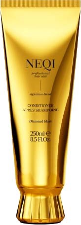 Goudkleurige shampoo-flacon met NEQI, 250 ml, voor conditioner en na-shampoobehandeling.