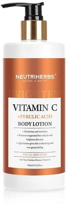 Körperlotionflasche mit Pumpe, mit Vitamin C und Ferulasäure, für alle Hauttypen, 400 ml.