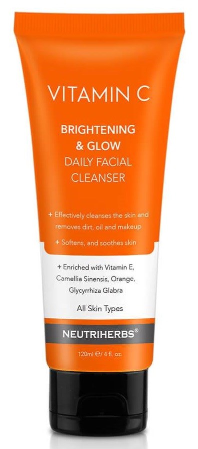 Orangene Tube mit Vitamin C Brightening & Glow Daily Facial Cleanser. Enthält Inhaltsstoffe wie Vitamin E und Orange.