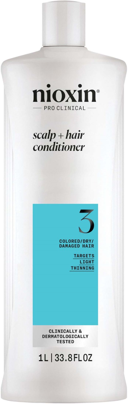 Nioxin hoofdhuid- en haarconditioner voor gekleurd, droog of beschadigd haar, richt zich op licht dunner wordend haar, klinisch getest, 1 liter.