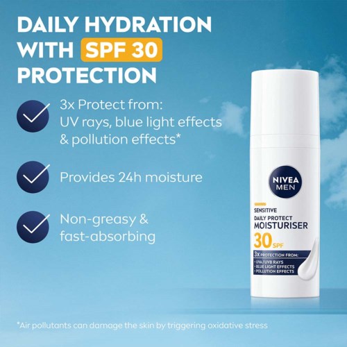NIVEA MEN Sensitive Daily Protect Moisturiser SPF30 50 ml